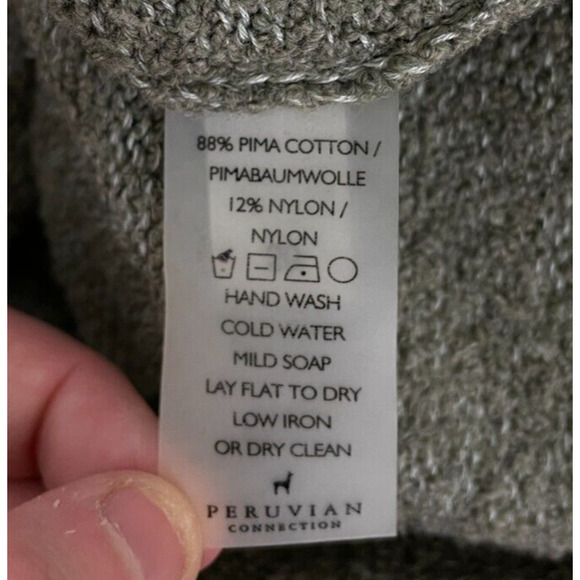 Peruvian Connection Womens Sweater Pima Cotton Knit Pullover Boxy‎ Tunic Green L - Picture 5 of 13